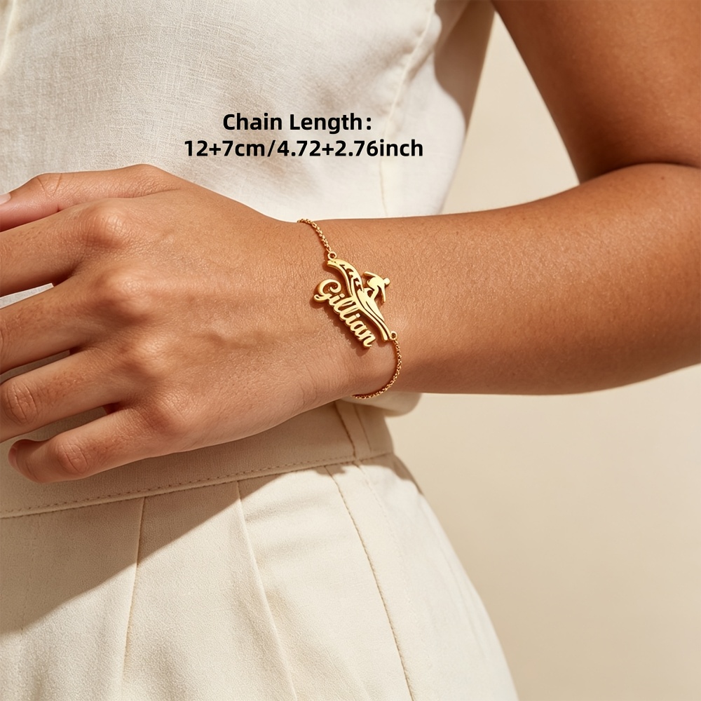Personalized Stainless Steel Golden Name Bracelet, Custom Gift