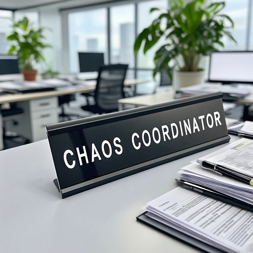 1pc humorous     desk nameplate black with white lettering durable office home desk sign for desks partitions filing cabinets funny colleague gift for office decor accessories desk accessories office   accessory glossy   sturdy construction corporate humor   design     work from home