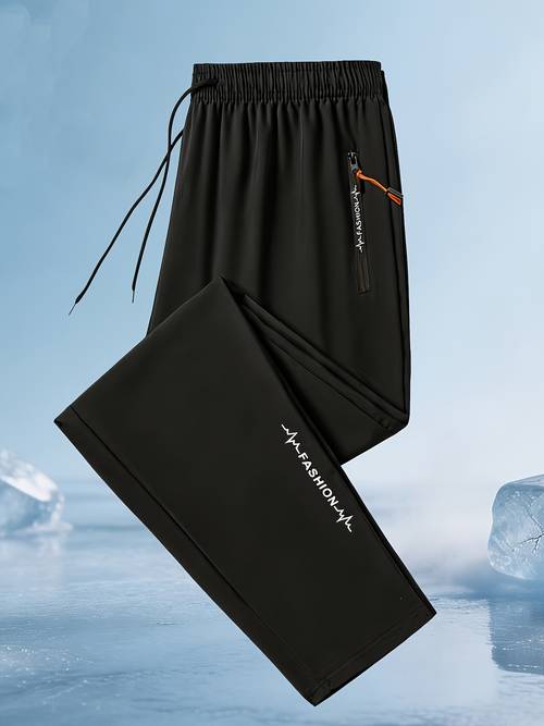 item picture silky fiber fabric casual pants for men and women sports running long pants with zipper pockets summer trousers for men and women suitable for daily work wear
