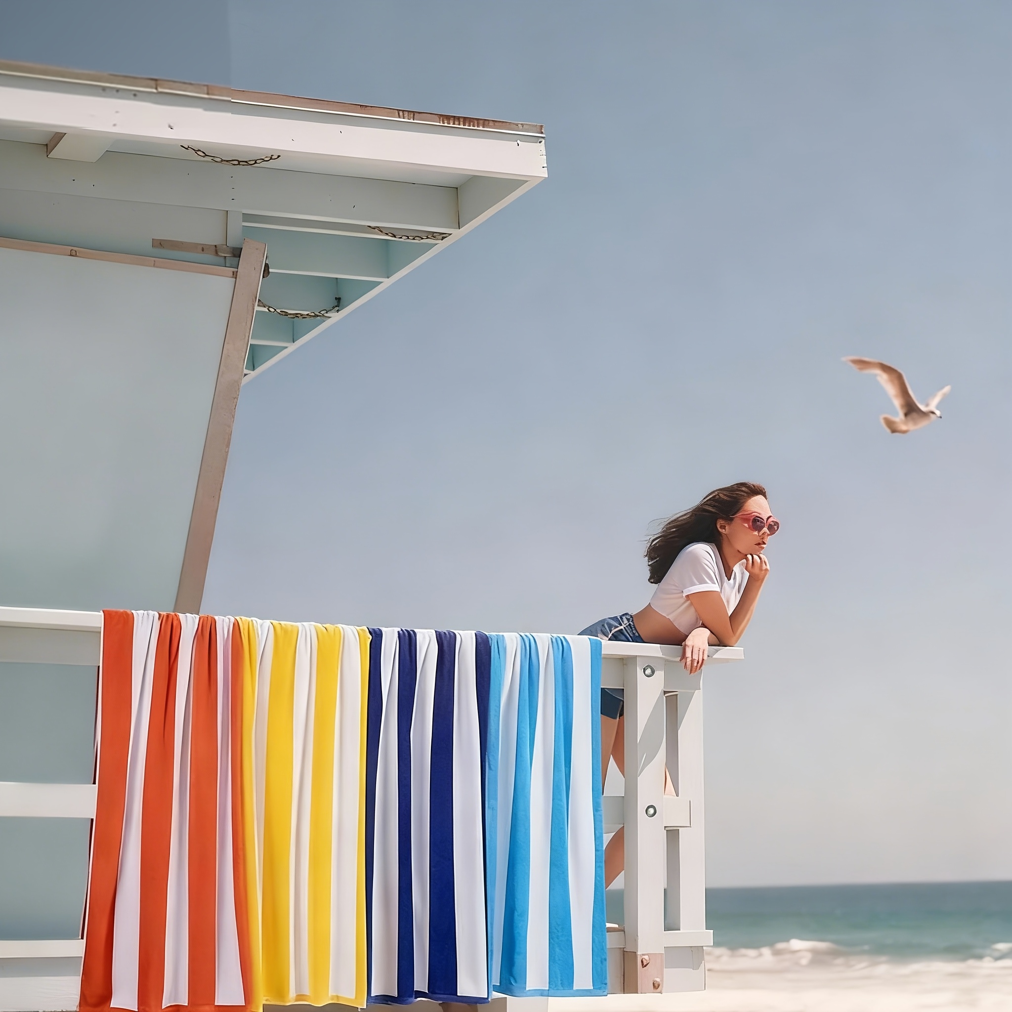 Oversized Striped Microfiber Beach Towel Super Absorbent Bath Sheet_voghion.com
