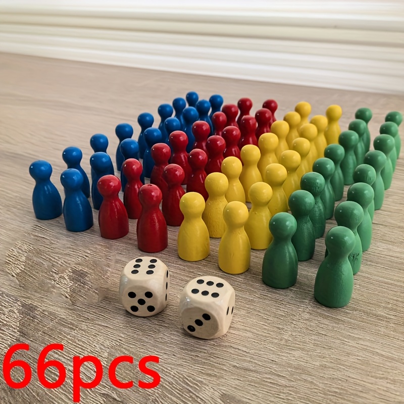 66pcs Humanoid Wooden Puzzle Game Chess Pieces, Chess Gifts