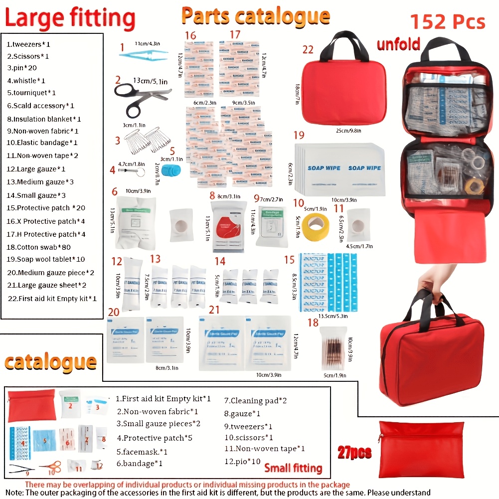 152pcs first aid kit premium waterproof compact trauma kits for any emergencies ideal for home travel outdoor camping hiking boating red Product details 2