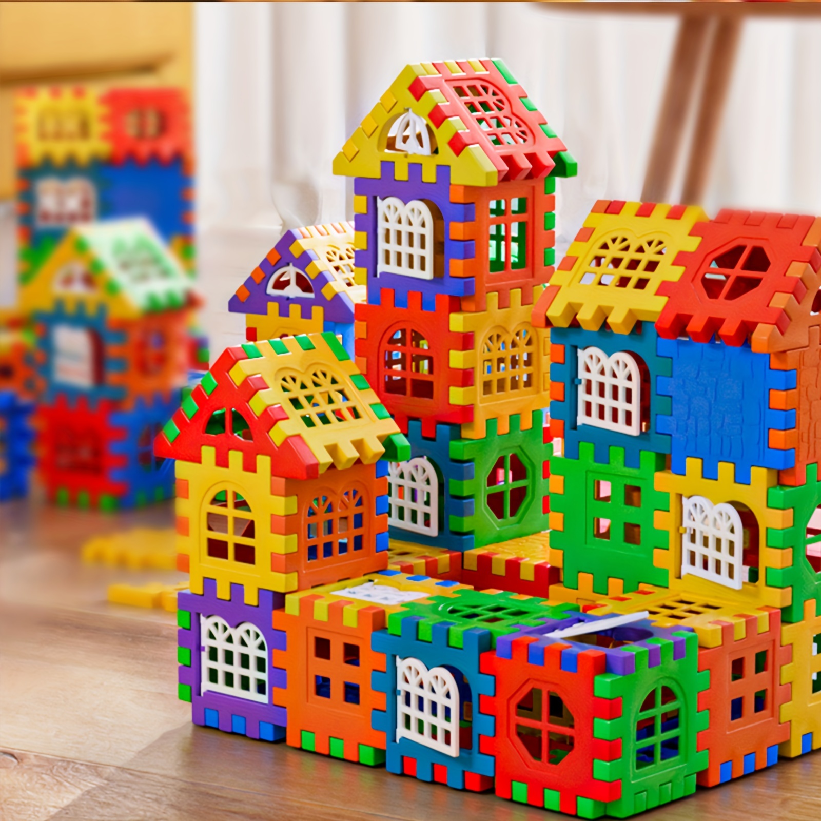 

Colorful Large House Building Blocks, Window Design Toys, Creative Large House Building Block Toys Halloween Christmas Gifts