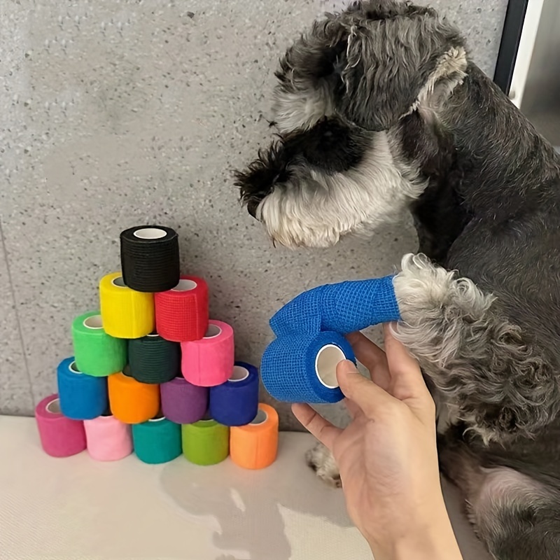 6 Rolls of Elastic Self-Adhesive Bandages - Assorted Colors for Dogs & Humans, Non-Woven Material, Ideal for Fingers, Wrists, Waists, Knees, Toes, Pet Care Essentials|Versatile Bandages|Reusable Adhesive