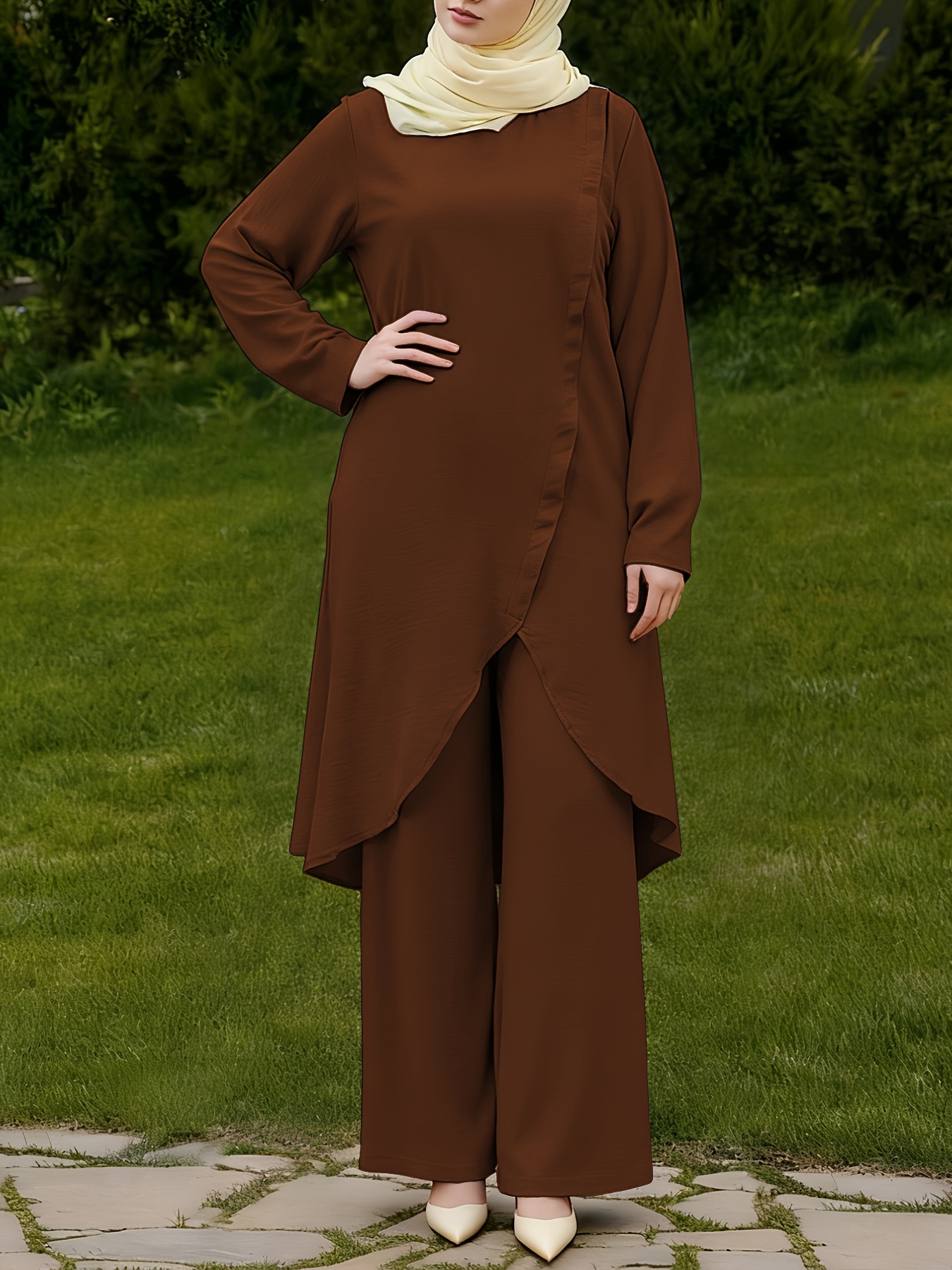 new style middle eastern muslim 2pcs abaya set womens modest - Temu Pakistan