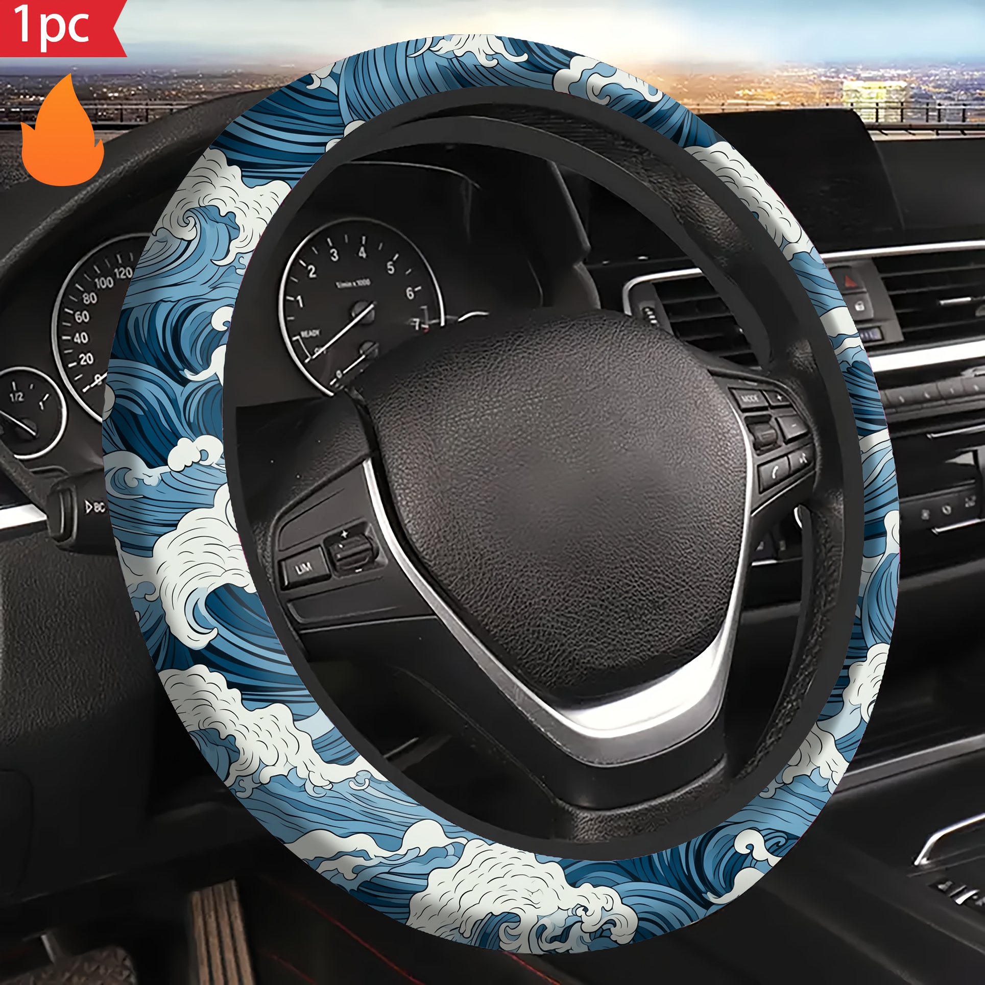 Embroidered Butterfly Steering Wheel Cover, Flower Car Accessories