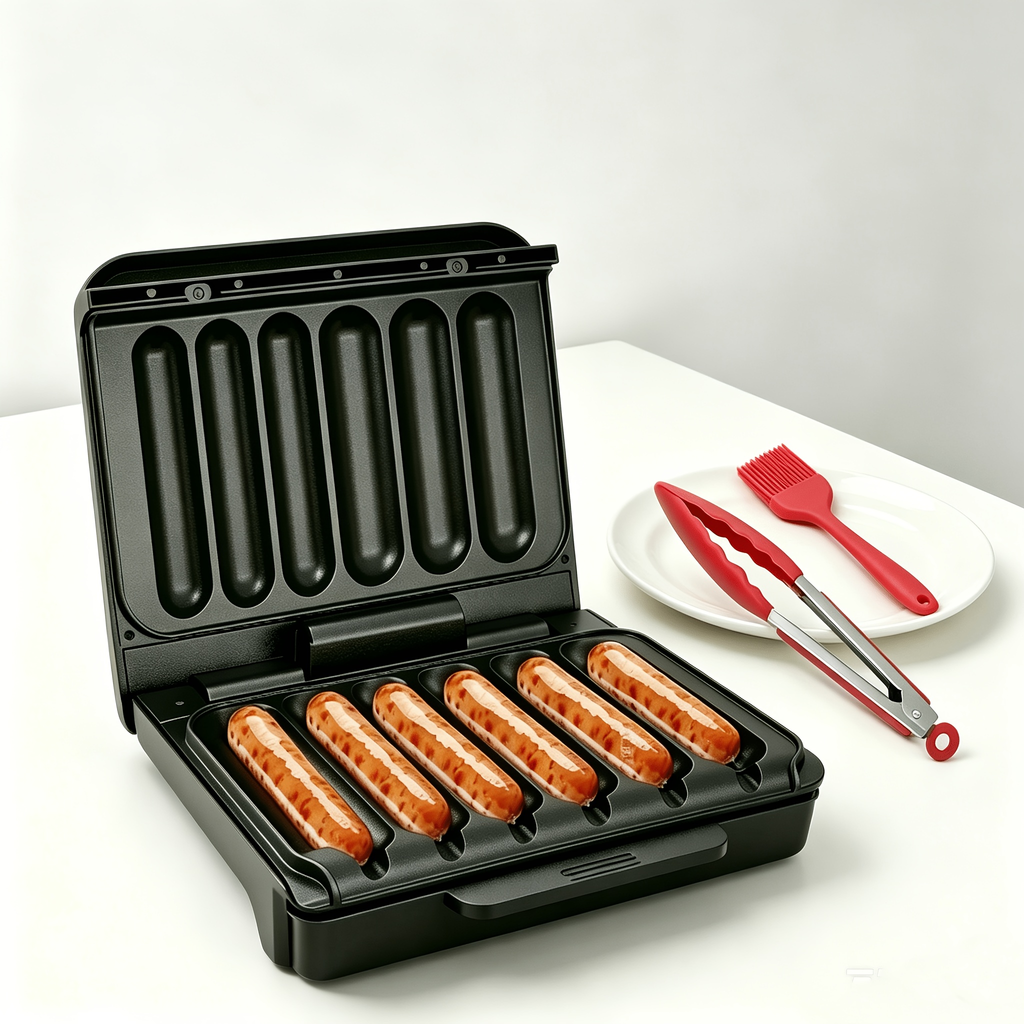 TEMU Machine & Sausage Grill With Nonstick Plate, Oil Drip Tray & Cord Storage - Suitable For Veggie Sausages, Bbq, , Compact Grill For /outdoor Use,