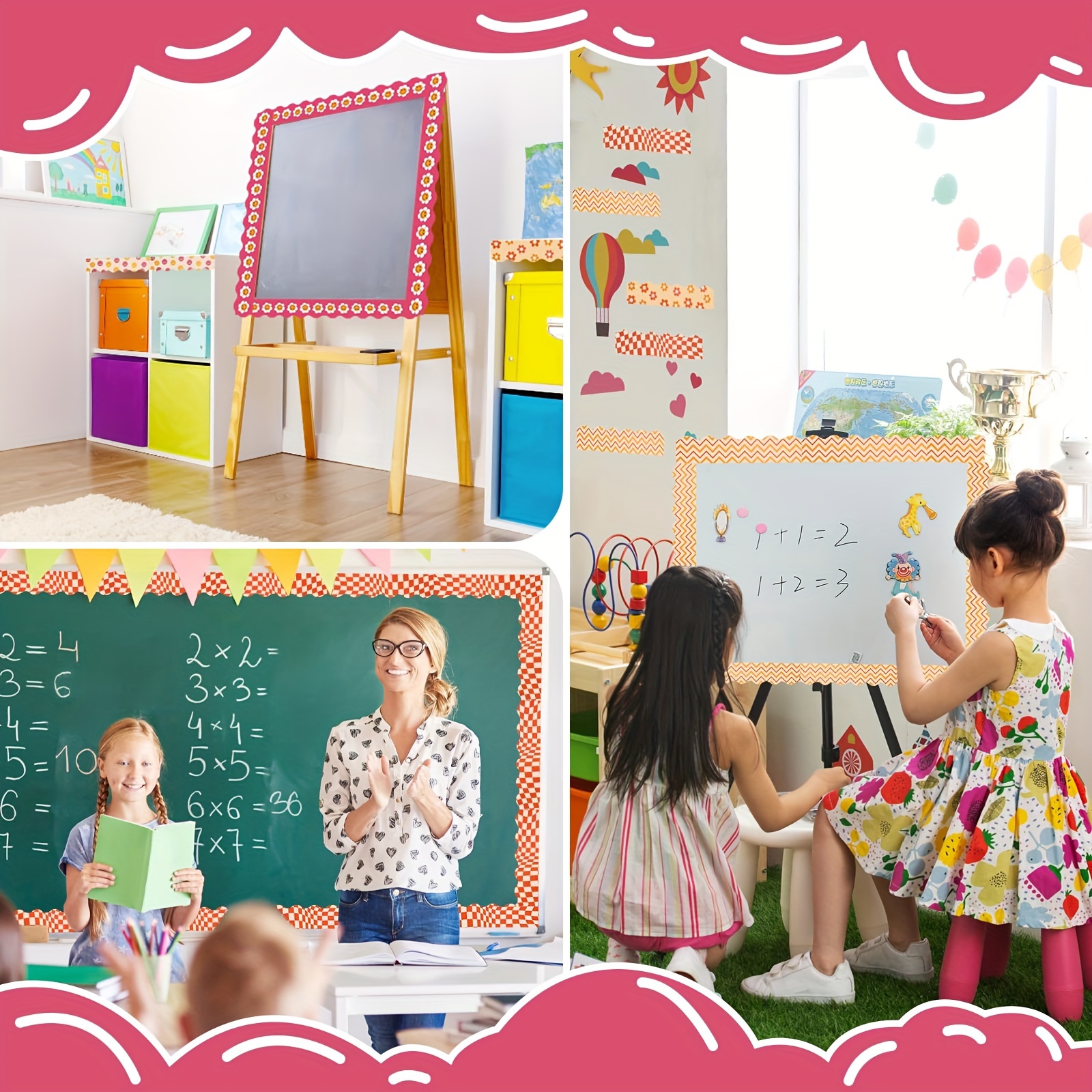 89.6ft Bulletin Board Borders, Boho Scalloped Rolled Border Trim For