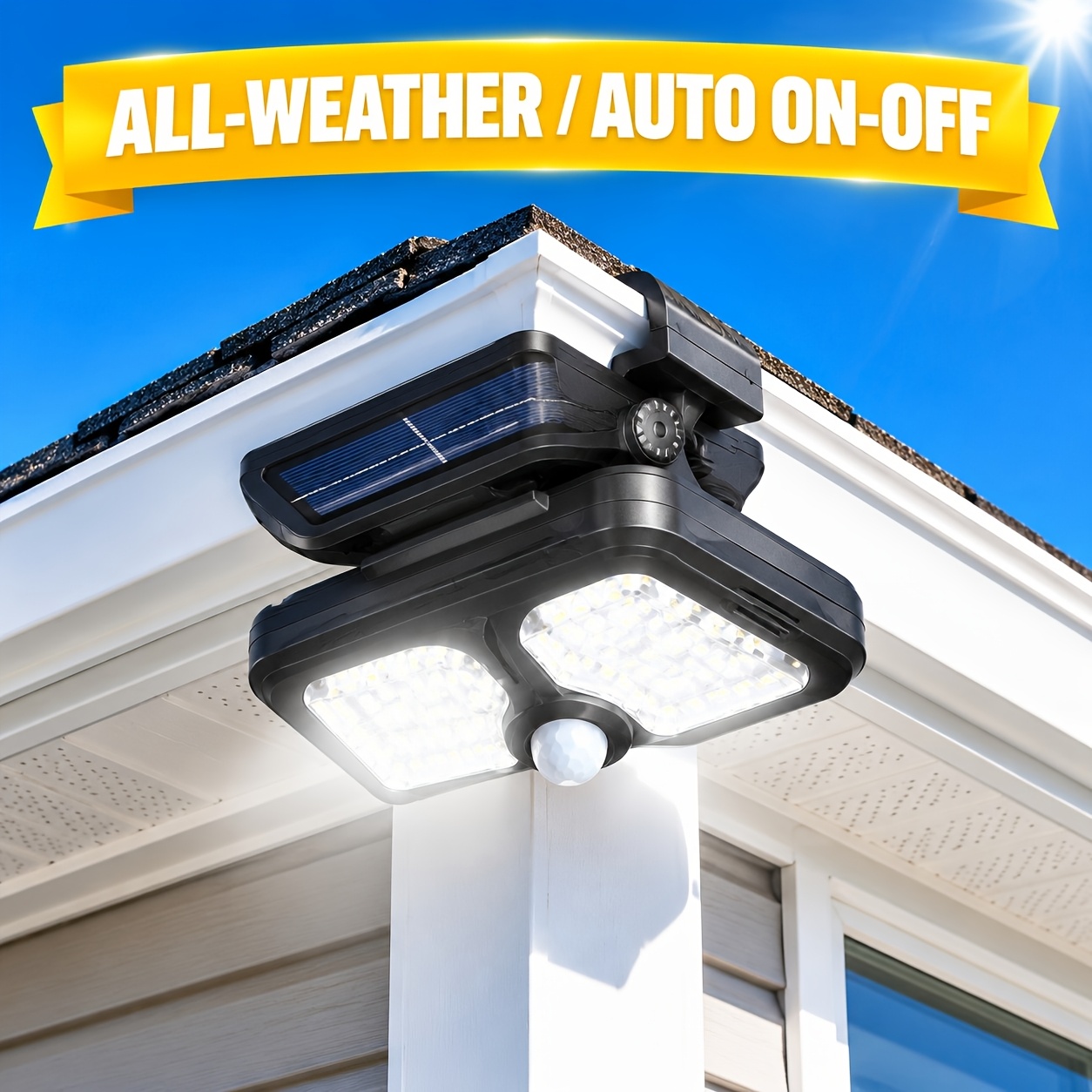 3 lighting   solar light clip on motion sensor exterior security sconce for fence gutter deck railing yard patio   porch garage outside pathway  