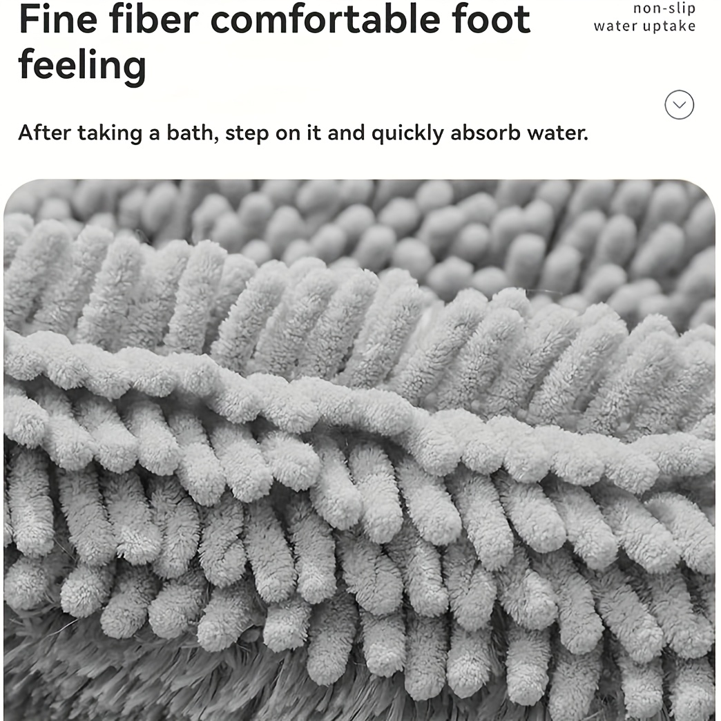 1  soft chenille bathroom mat super absorbent non slip ultra   to   for bathroom bedroom doorway kitchen and floor Product details 4