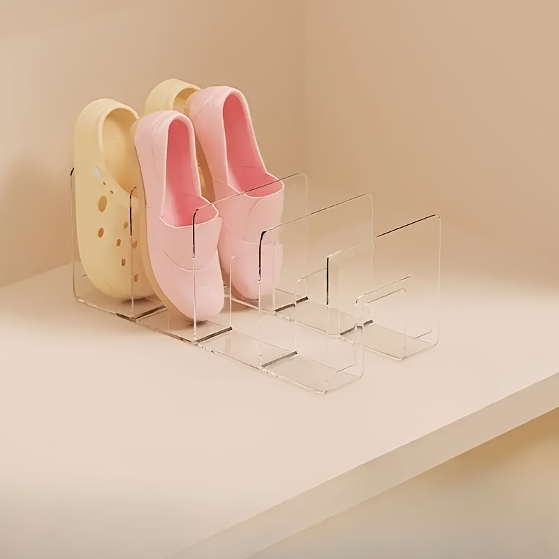 Image of 1pc 4-lattice Shoes Storage Rack For Children, Acrylic Transparent Delicate Shoe Rack, Baby Shoe Rack