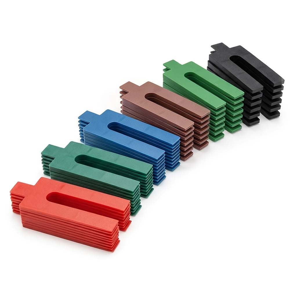 TEMU 100pcs Assorted Plastic , Durable Shims In 6 Sizes (1mm To 6mm), Ideal For Leveling, , And Packing, Windows, Doors, And Furniture