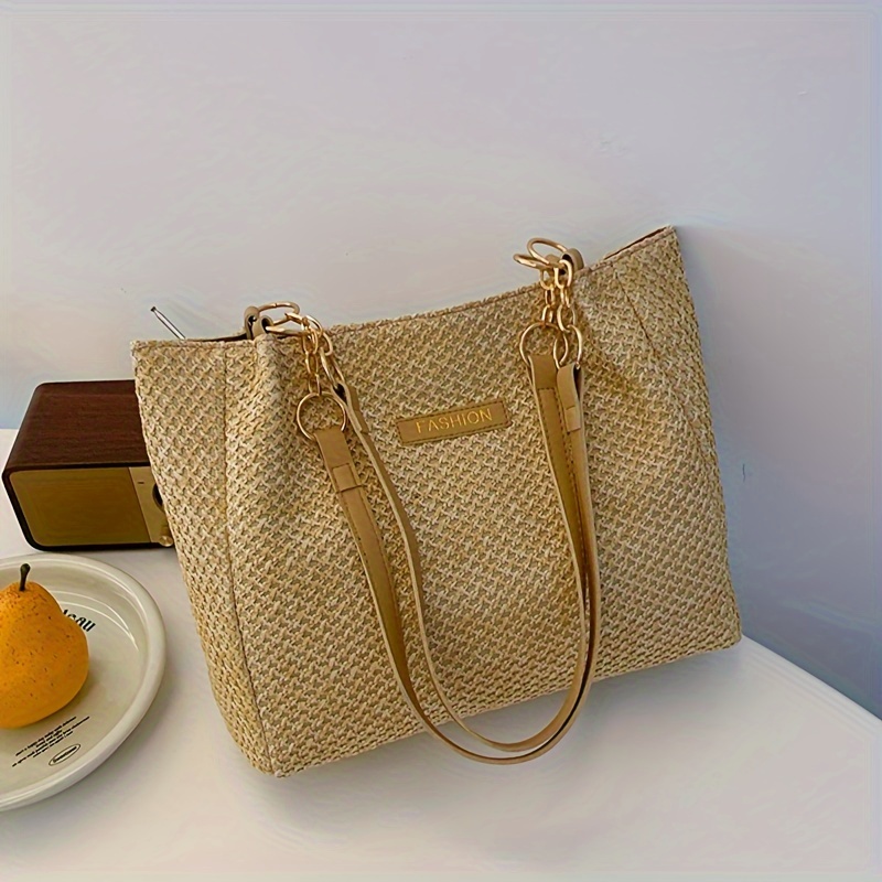grass woven large capacity tote commuting bag, women's new fashionable beach bag, shoulder bag | Free Shipping On Items Shipped From Temu | Temu Malta