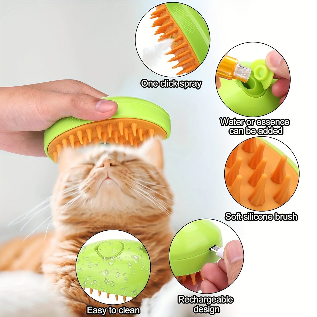 1 Self cleaning Massage Comb Usb Charging Cat Hair Removal - Temu