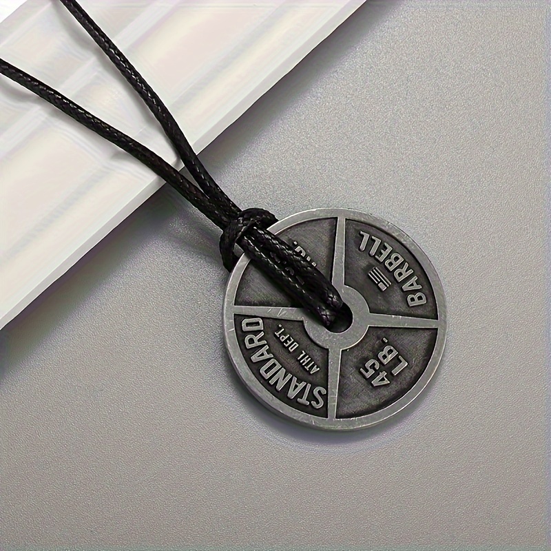 Athletic Style Weight Plate Barbell Dumbbell Pendant Necklace Men's Easy Overbearing Fitness Jewelry Gift