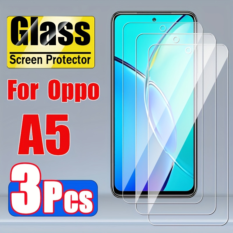 TEMU 3 pezzi Pellicola in vetro temperato adesivo per Oppo A5, definizione e resistenza ai graffi, facile da applicare, per smartphone Oppo A5