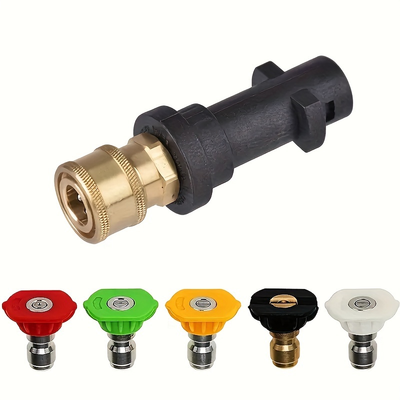 

6-piece Pressure Washer Gun Adapter Set With 1/4'' Quick Connect - Fit For K2, K3, K4, K5, K6, K7 Models - Durable