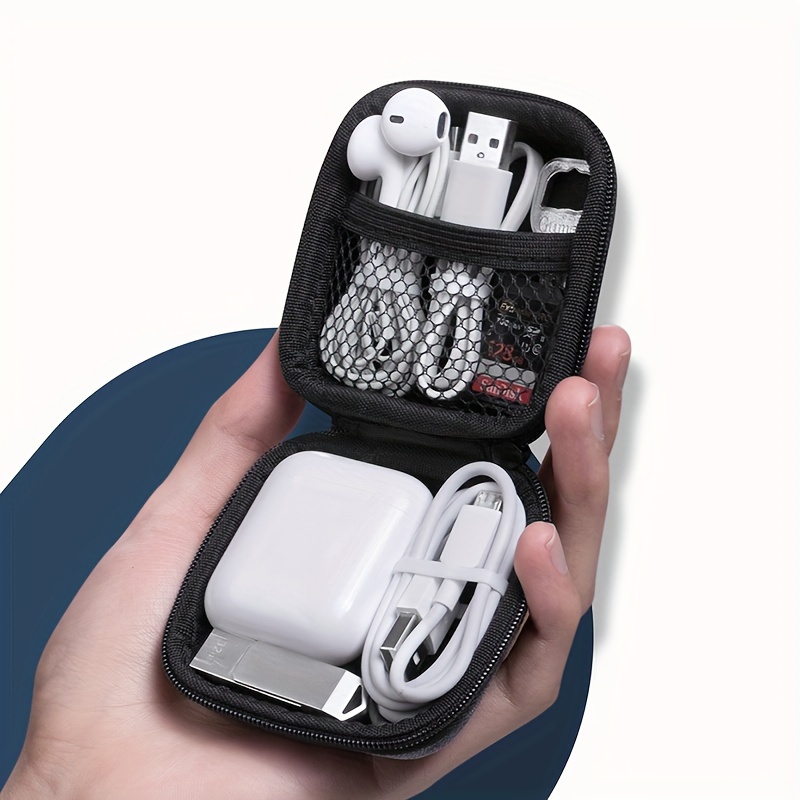 imagen del artículo estuche de almacenamiento de lujo,   rígida para auriculares   earpods, almohadillas para auriculares inalámbricos, ideal para organizar audífonos, cargadores y pequeños accesorios, organizador de accesorios, estuche     y elegante, 7*7*3cm