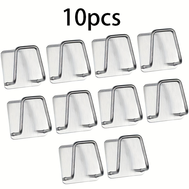 TEMU 10pcs Support Éponge Adhésif Évier de Cuisine, Crochet de Nettoyage en Acier Inoxydable, Support de Rangement d'Additions, Support pour Éponge