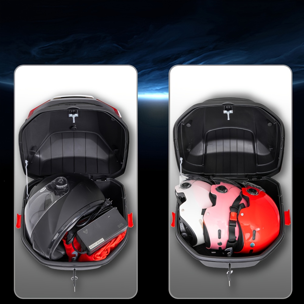 best 2 helmet universal trunk motorcycle HeyJiaYu Motorcycle Top Case Tour Tail Box Lockable Storage Carrier Case for Luggage Black (48L) : Automotive KOJEM Motorcycle Tour Tail Box Scooter Trunk Luggage Top Lock Storage Universal Motorcycle Tour Tail Box Carrier Case for Honda Harley Davidson Yamaha 48L Capacity Universal Motorcycle Extra-Large Trunk, Motorcycle