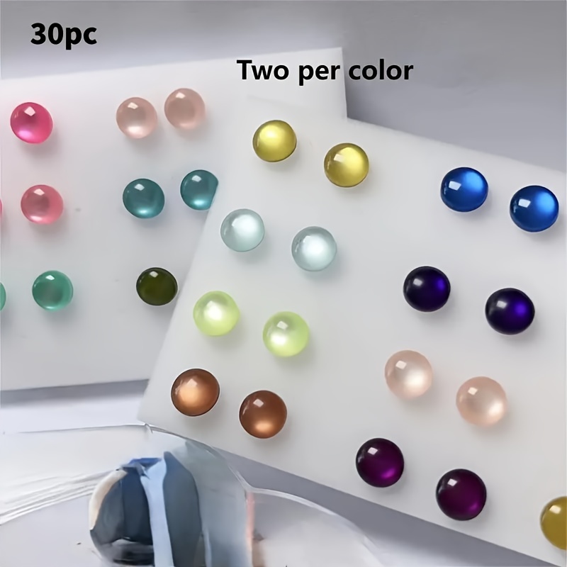 

30-piece Eye Resin Stud Earrings Set - Cute , Plastic Post, Suitable For Daily And Vacation Wear, Accessory