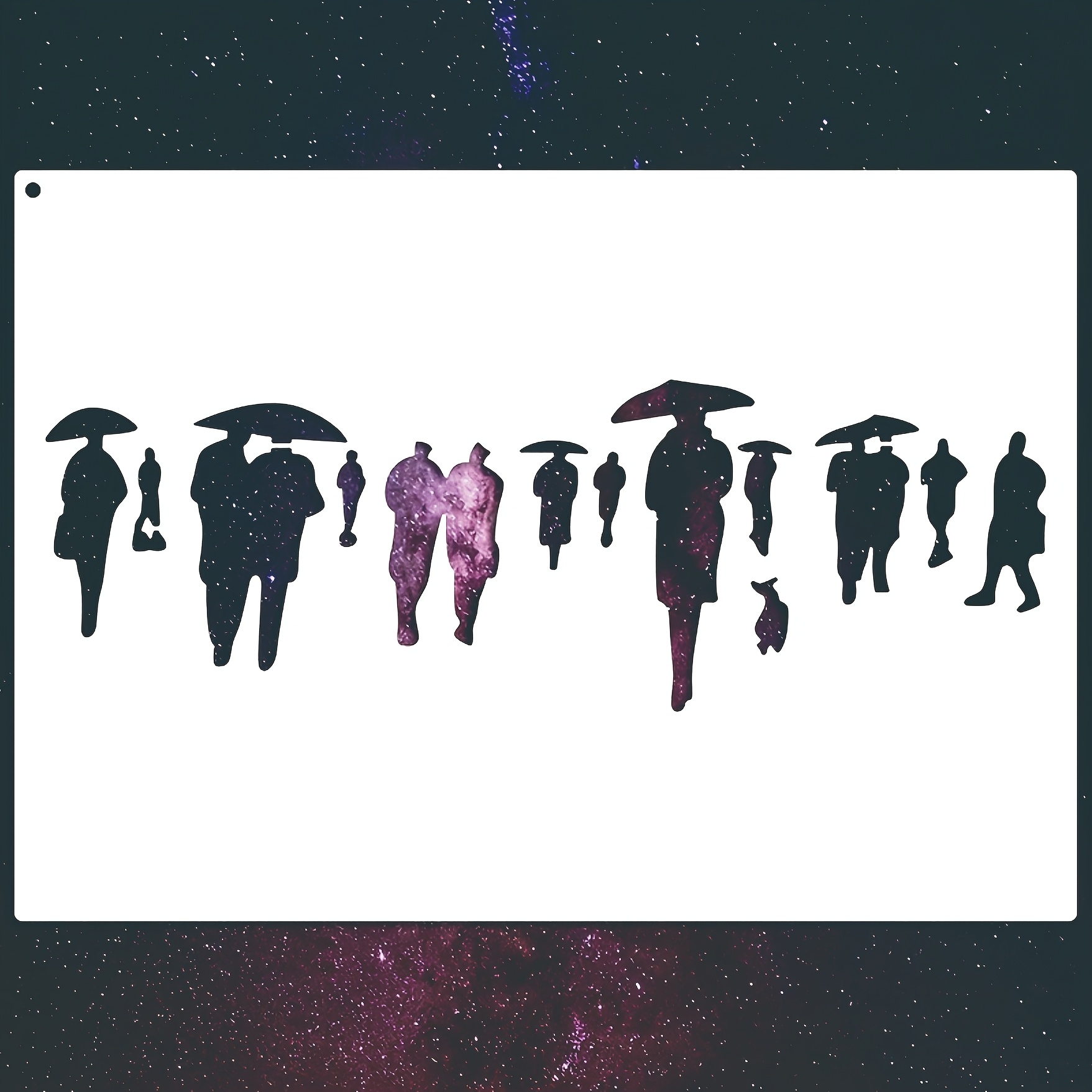 TEMU 1pc Street With Umbrella Art Decor Stencil, 11.7x8.3 Inches, Reusable Painting Template For Crafts, Painting, Canvas, Diy, Scrapbooking, Home
