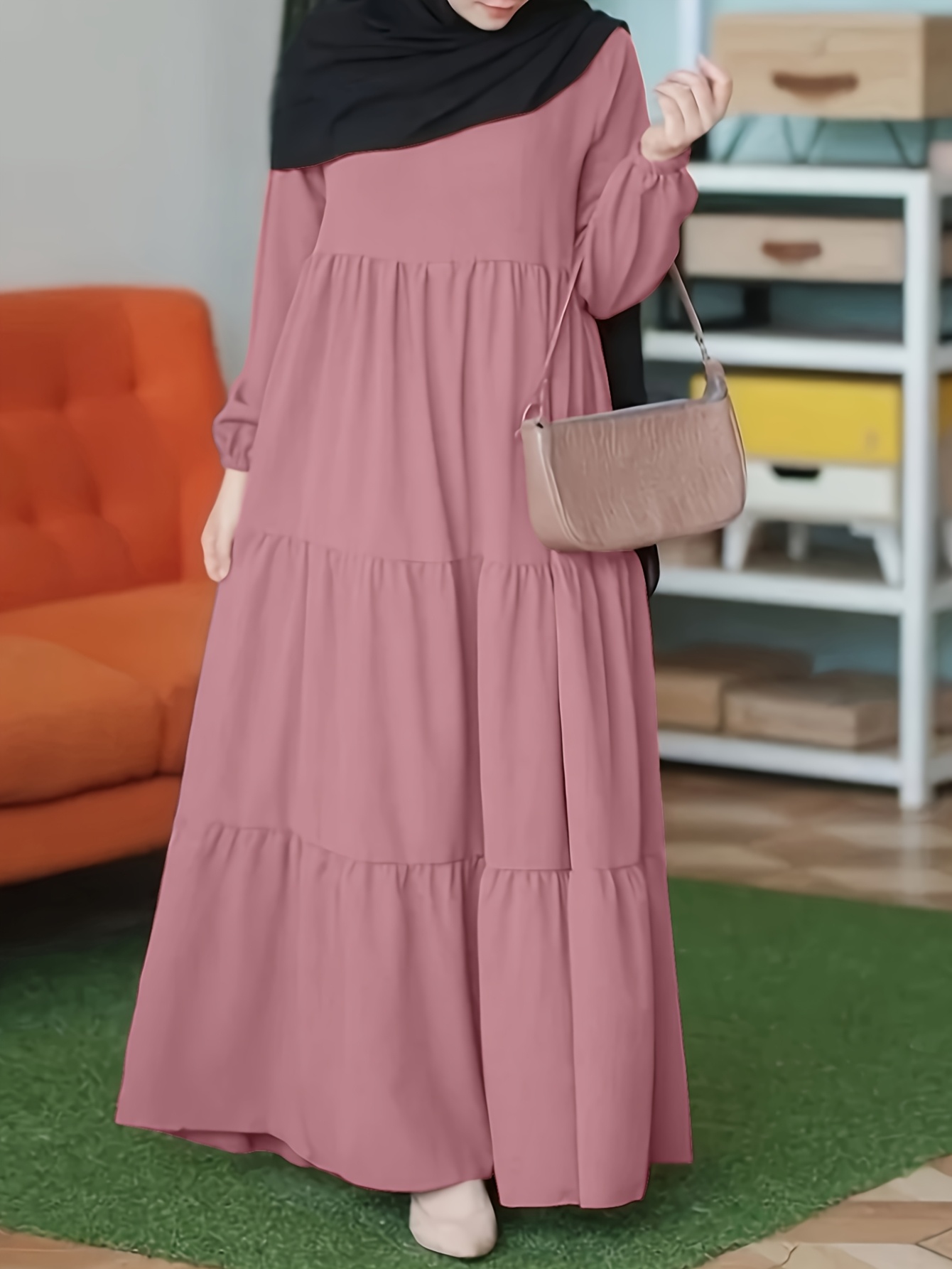 chinese dress ladies Hotexy Women's Long Sleeve Maxi Dress Cotton Square Neck Casual Slim Solid  Fall Winter Flowy Long Dresses with Pockets,A Army Green,X-Small at Amazon  Women's Clothing store