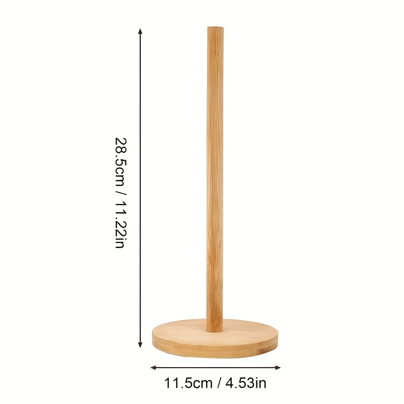 Heavy Duty Pine Wood Paper Towel Holder For Kitchen - Countertop Roll Dispenser With Storage, Compact Space- Design, Natural & Sturdy Construction, Tabletop Accessory, Minimalist Decor