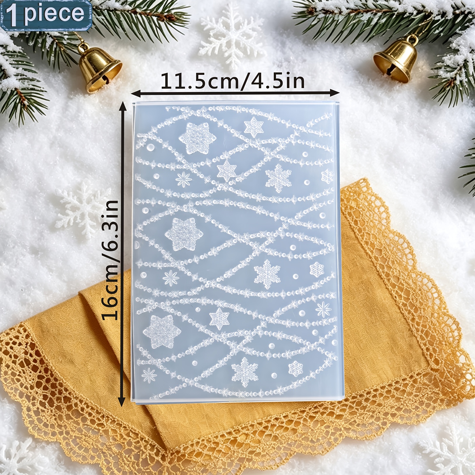 TEMU 1 pièce Plaque de gaufrage en plastique à motif de de de neige, Moule de gaufrage pour carte de vœux DIY, Outil de décoration pour loisirs