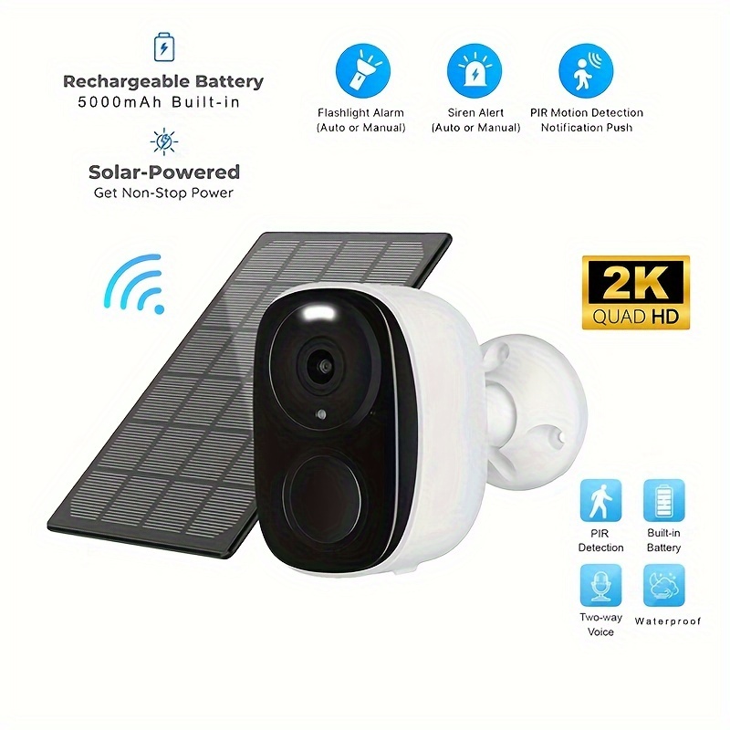 HEIYOUCAM 1 Set Solar Battery Security Camera Wireless Outdoor, 2K 3MP  Night Vision With Spotlight, Wire-Free Battery Solar Powered, Human  Detection,