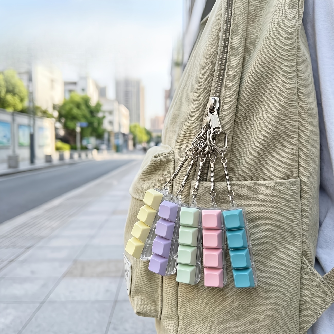 TEMU 7pcs Porte-clés Bouton Couleur Aléatoire, de Fête, Couleur Aléatoire, Halloween, Thanksgiving, Cadeau de Noël