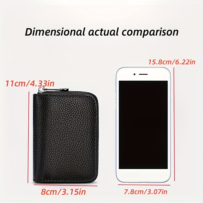 1pc Men'S Casual Faux Leather Wallet & Business Card Case, Black, Universal, PU Material, Smooth, Durable, Multi-Purpose, Large Capacity, with Multi-Card Slot, ID Card Bag, Zipper Pocket, Stylish, Safe, Anti-Degaussing, for Daily Use, Travel, Gift