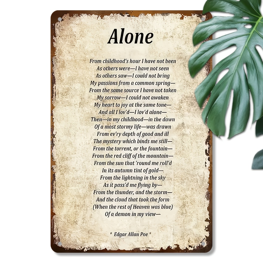 

2d Vintage '' Poem Decorative Iron Plaque, Weatherproof Wall Hanging Sign, & Water Resistant, English Verse Art For Indoor/outdoor X 12 Inches