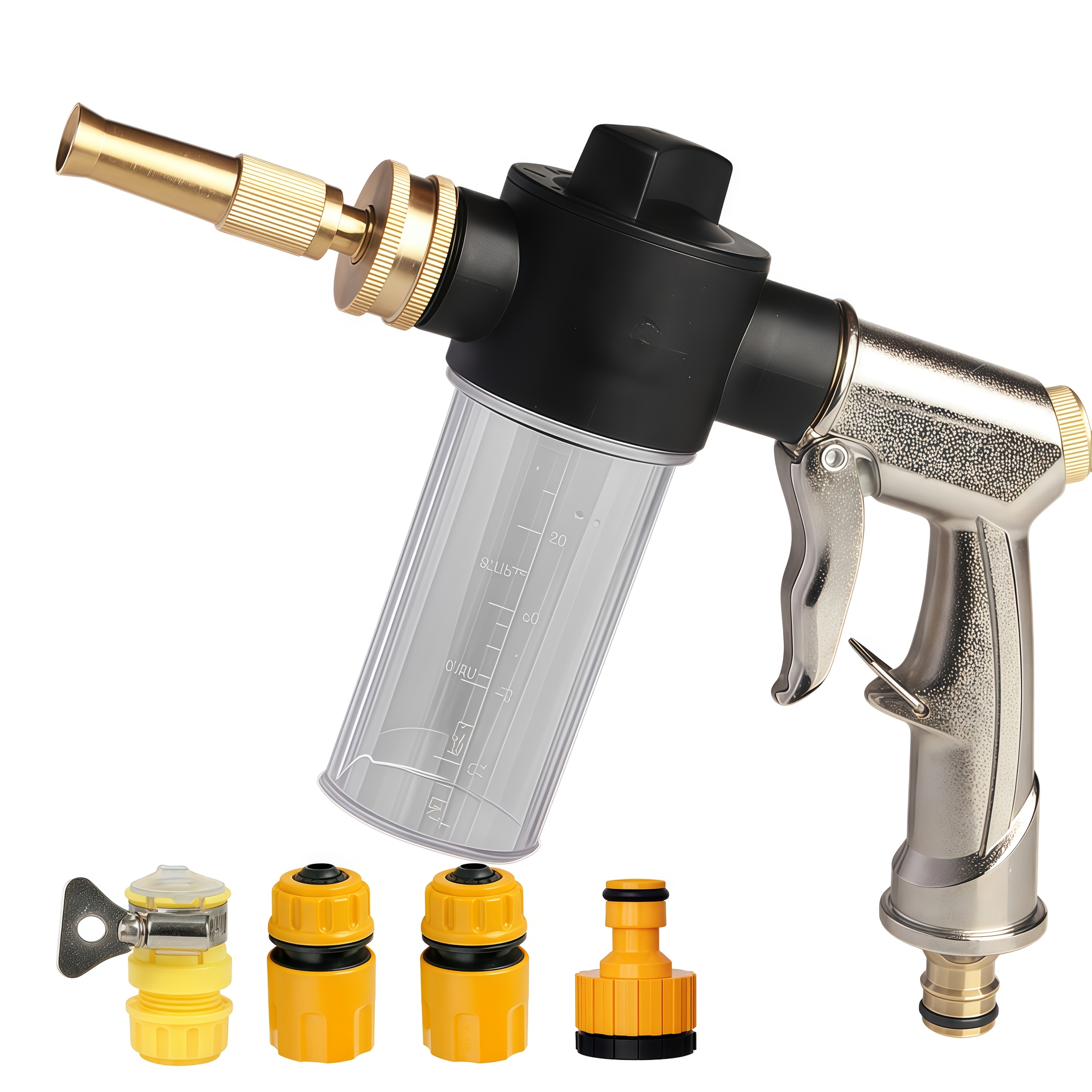 TEMU Household High-pressure Alloy Car Wash Water Gun, - With Foam Pot Three-speed Adjustable, Multiple Water Outlet , Suitable For Car Washing,