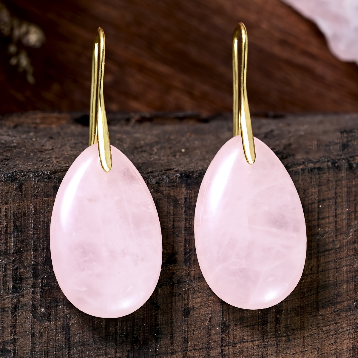 TEMU Pendientes de Drop, , elegantes, de piedra natural para mujer, regalo para o vacaciones (colores de piedra natural aleatorios y oscuros)