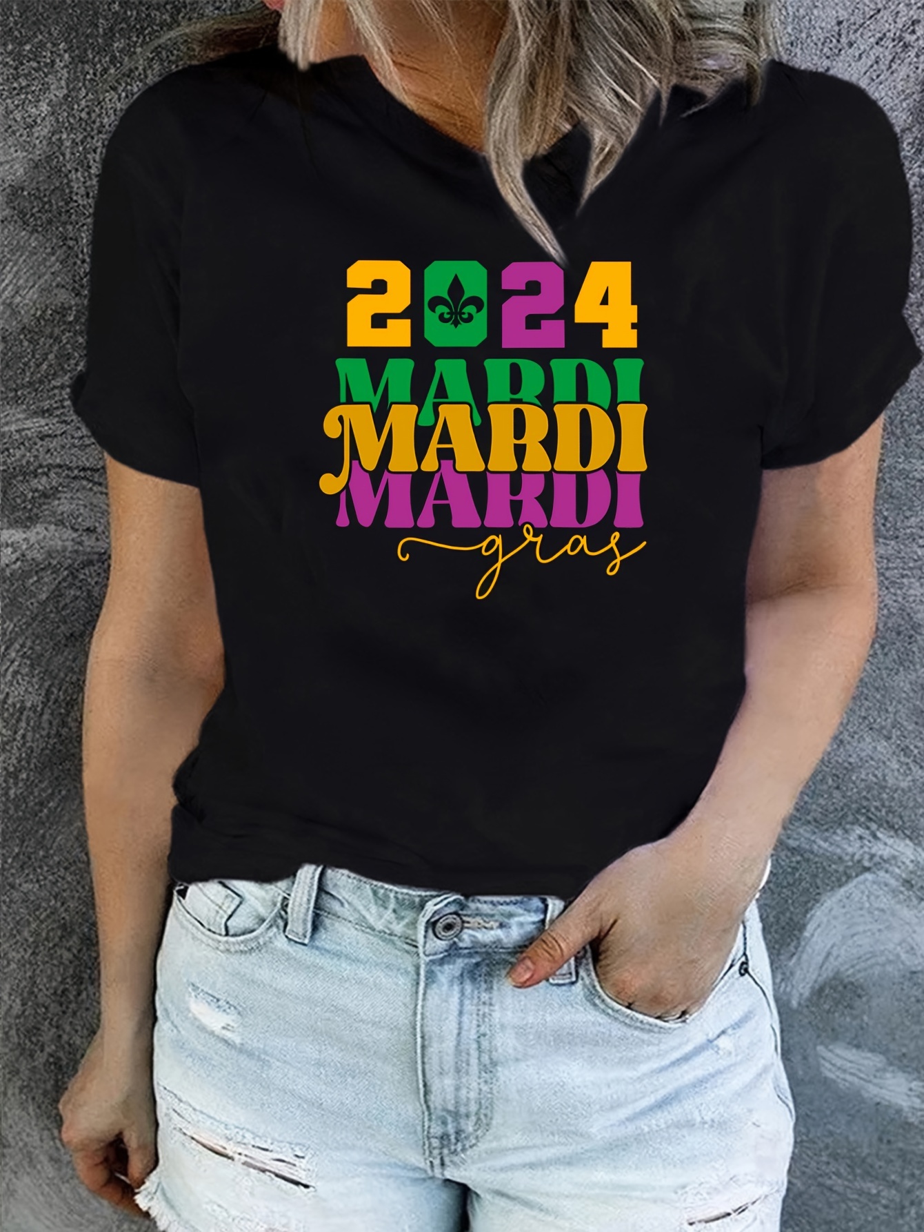 2024 Mardi Gras Print T shirt Short Sleeve Crew Neck Casual - Temu