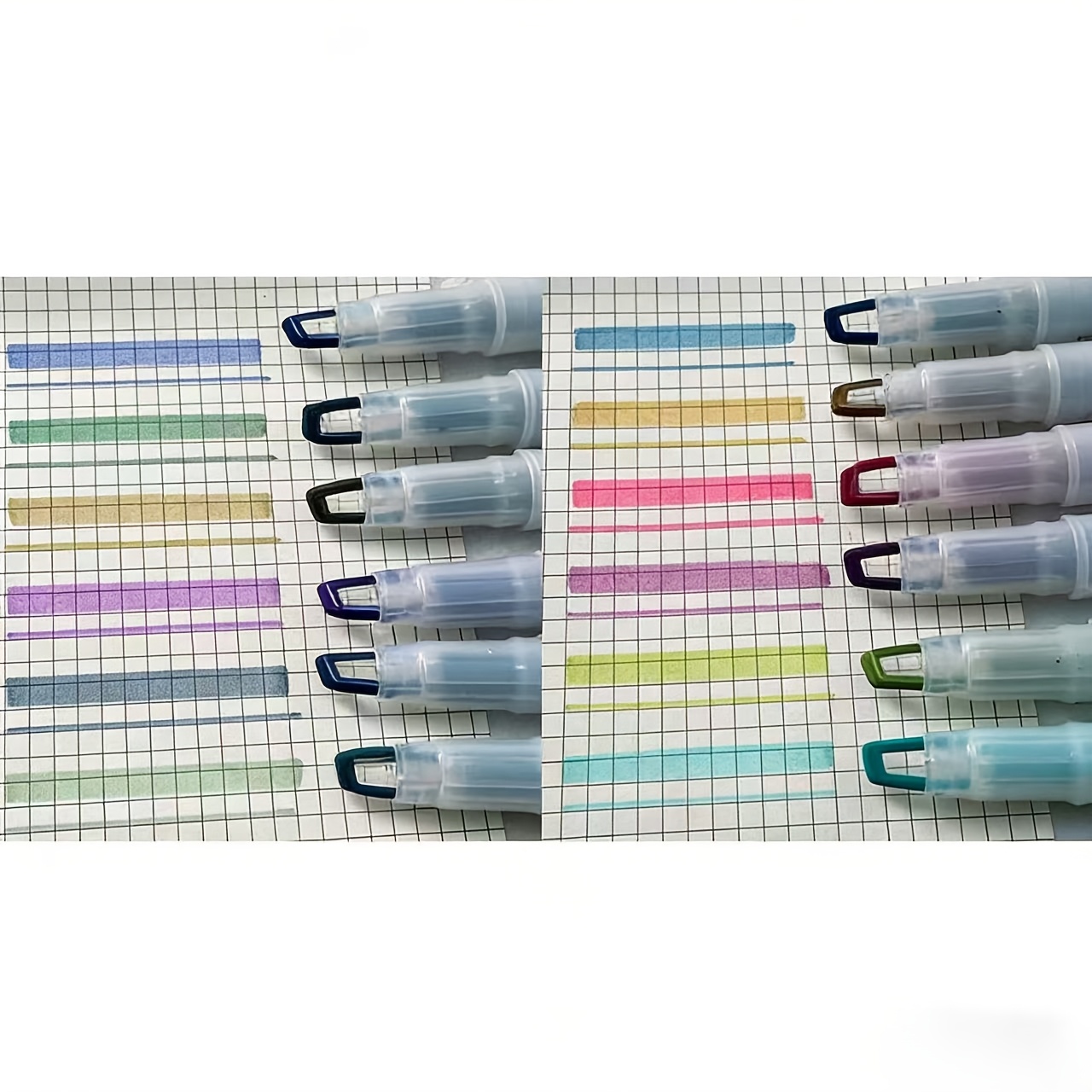 E-shop 12 Stück Pastell Dual Tip Textmarker mit sichtbarem Fenster, ästhetische farbige Marker für Lernen, Notizen und Journaling, Studenten-Essentials