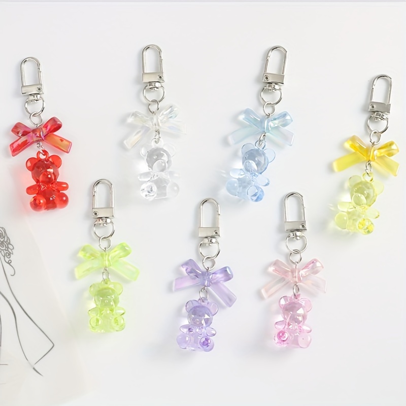 Candy Color Bear Keychain Cute Animal Acrylic Key Chain Ring Temu New