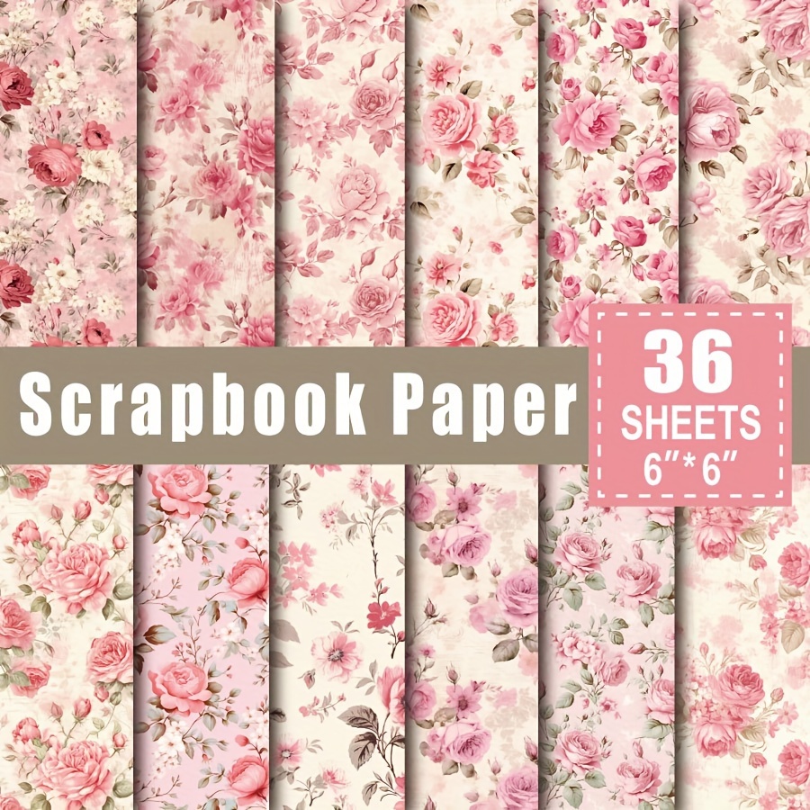 Image of 36 Sheets 6x6 Inch Paper Pad - Pink Rose With Soft Pastel Colors, Premium Cardstock For Diy Scrapbooking, Card Making, Journaling & Craft Projects, Scrapbooking Supplies