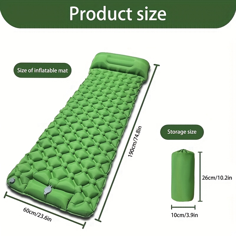 ultra light inflatable camping mat with built in pump headrest   hiking travel  