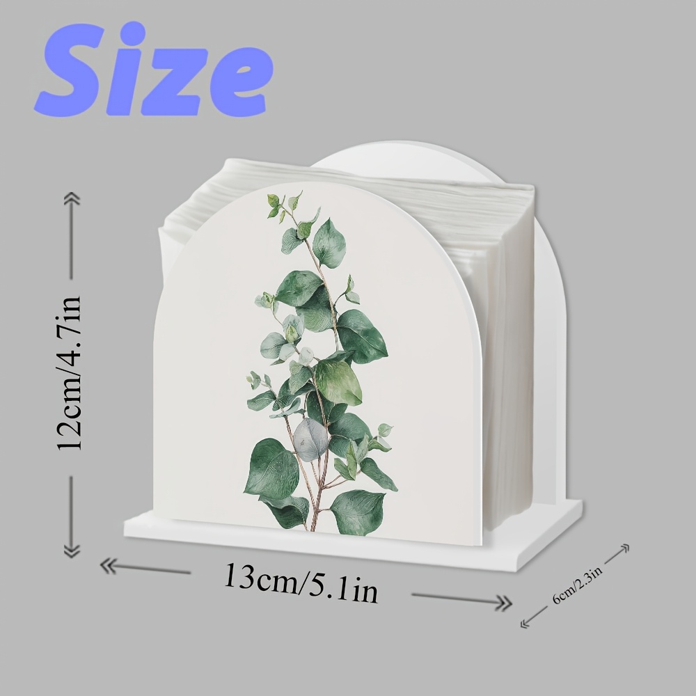 TEMU 2d Flat, 1pc, Napkin Holder Decor, Eucalyptus Branch Illustration, Tissue Dispenser, Napkin Tray, Cocktail Napkin Rack, Napkin Clip, Napkin