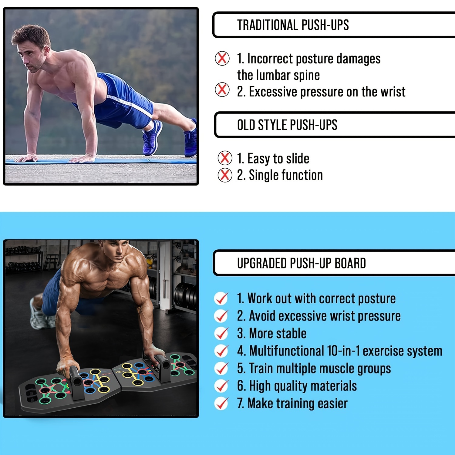  push up board with 2 bands multifunctional home gym workout equipment chest muscle trainer strength training aid push up board details 5