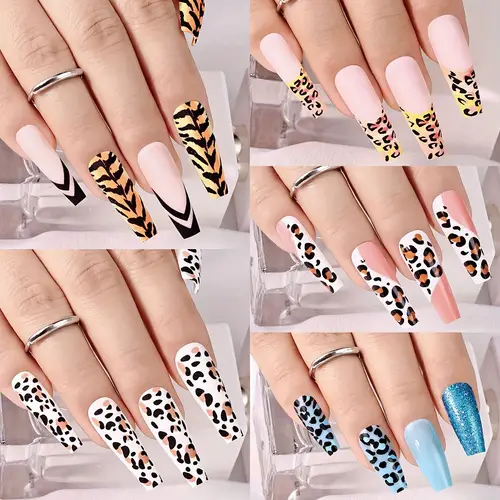 mixed long oval press on nails with print ballet nail tips assorted wearable nail art set