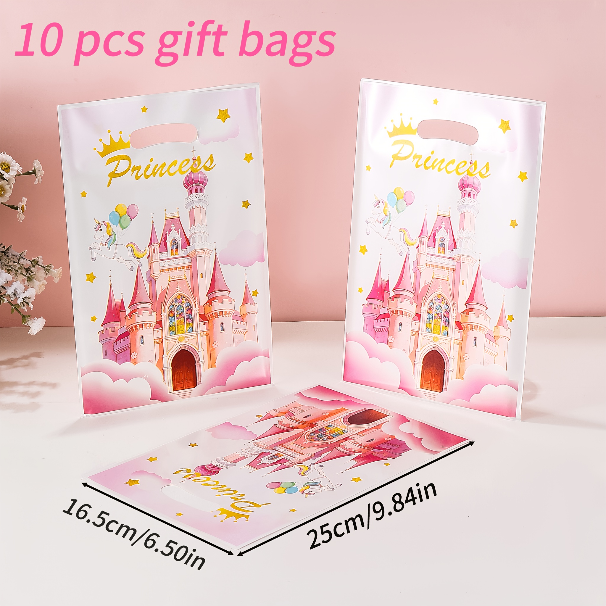 TEMU Regalo /Lui 10/ pz Sacchetti Regalo Castello Rosa, Borse Tote per Feste a Tema Castello da , Sacchetti Bomboniera Castello della Regina, Borse
