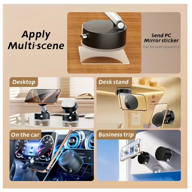 360 rotatable magnetic mobile phone holder vacuum magnetic suction cup folding rotating bracket foldable and adjustable multi functional vacuum suction cup bracket with double sided suitable for environments details 5