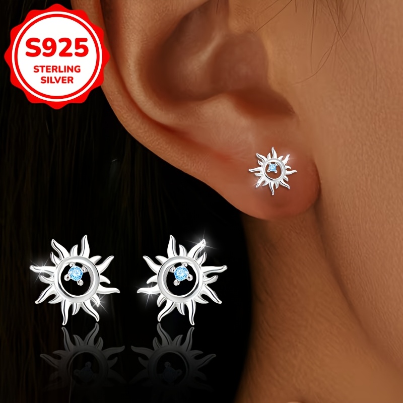 S925 Silver Sun-threaded Screw-back Earrings, Exquisite