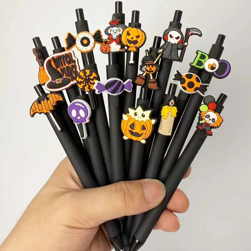 10 20pcs halloween retractable pens cute ghosts bats amp pumpkins ballpoint pen medium tip and ergonomic grip non for classroom use trick or treating present in a favors office stationery festive design stationery durable plastic smooth writing gift Product details 4
