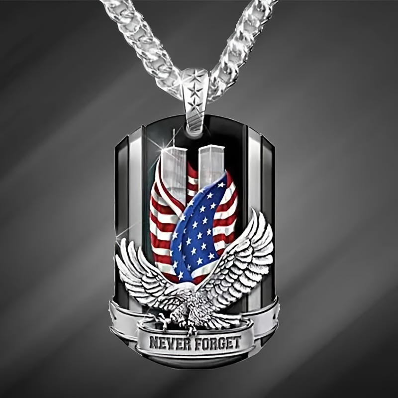 

Elegant Men's Patriotic Eagle United States Flag Necklace