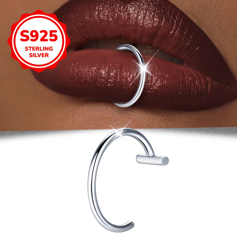 One piece of Women s artificial body piercing jewelry: a lip clip (  serving as a lip accessory and lip ring) with a minimalist and  , no piercing required, featuring Y2K and hip-hop styles, made of S925 silver. It