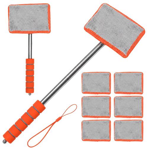item picture 5pcs retractable car windshield wiper brush set with replaceable brush heads portable glass cleaning brush extended handle car window cleaning tool suitable for car windows durable plastic handle